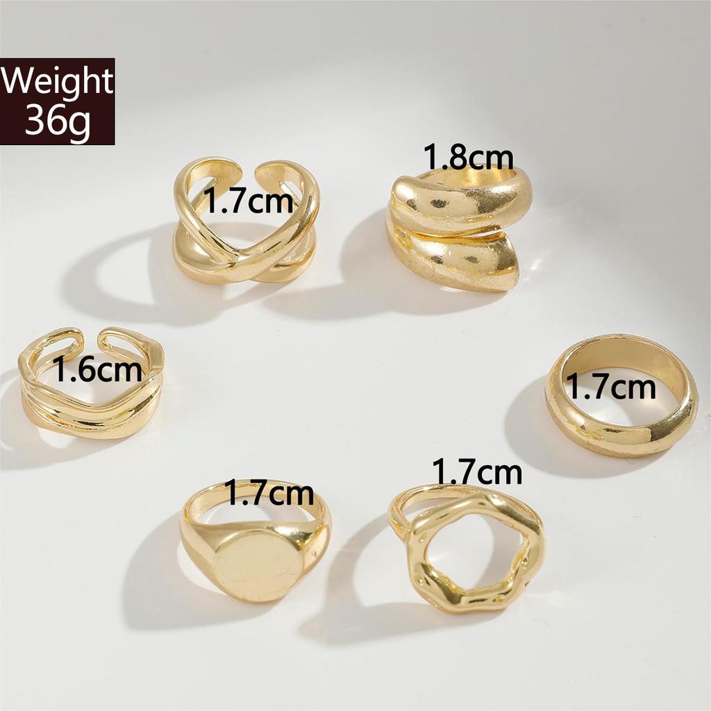 6Pcs/Set Silver Color Geometric Irregular Open Rings Set for Women Personality Metal Hollow Circular Rings Trendy Jewelry Gifts