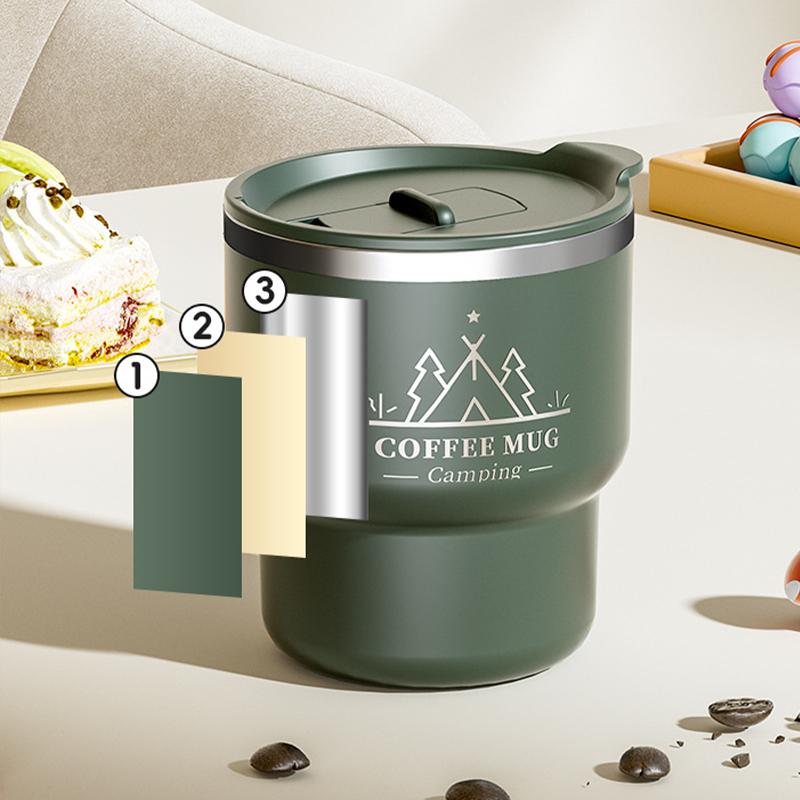 400ML Coffee Cup 304 Stainless Steel Double Layer Insulated Water Cup Office Milk Coffee Mug Outside Portable Sealed Tumbler
