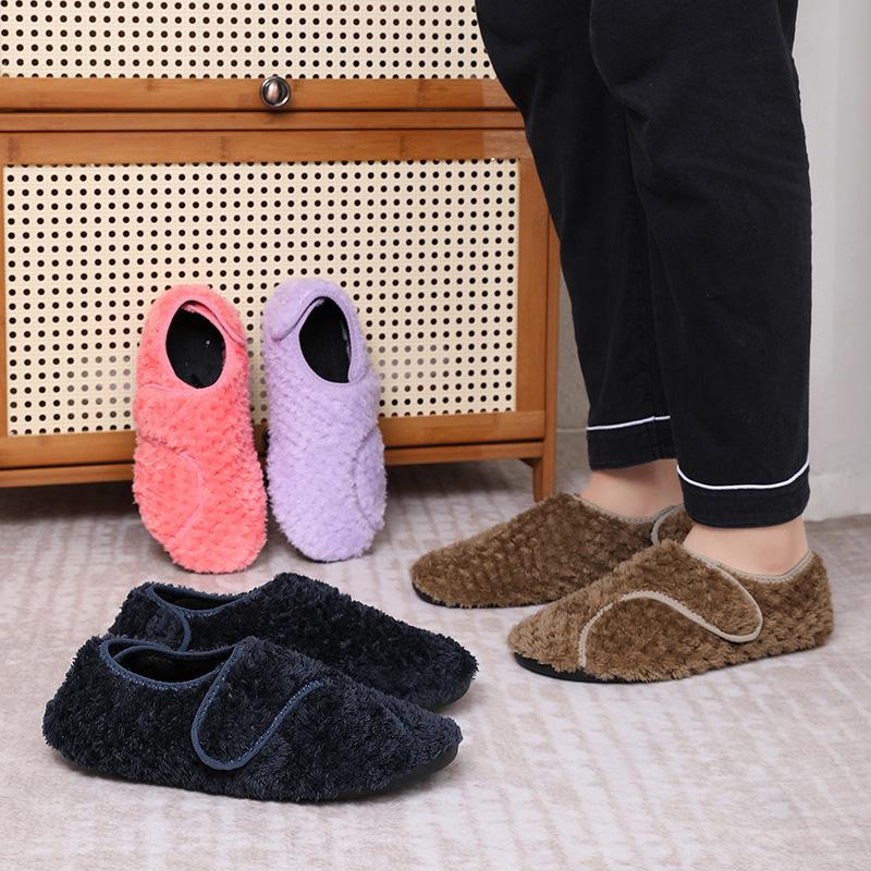 Pantofole in cotone con velcro autunno e inverno antiscivolo calde suola spessa a sacchetto e velluto scarpe in cotone per la casa interne antiscivolo