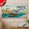 D Flachblech Vintage Metallschild Nur zur Dekoration Außenplakette Wanddekor Porto Brücke Flussblick Aluminiumschild Ideal für Zuhause