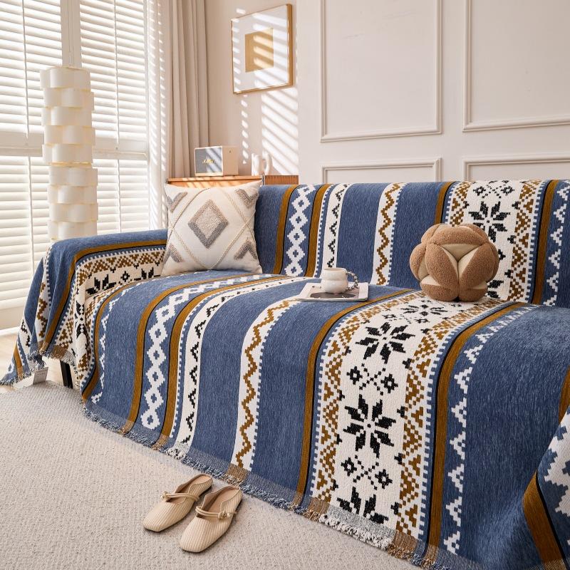 Bohemian Style Thick Chenille Sofa Cover Throw Blanket All Season Universal Couch Protector Bedspread