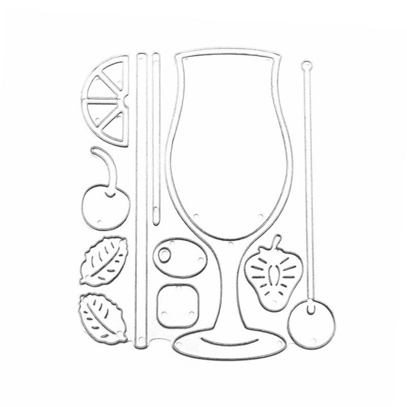Goblet Fruit Straw Metal Stencil Embossing Cutting Dies for Diy Scrapbooking Paper  Stamps for Card Embossing Craft Decor