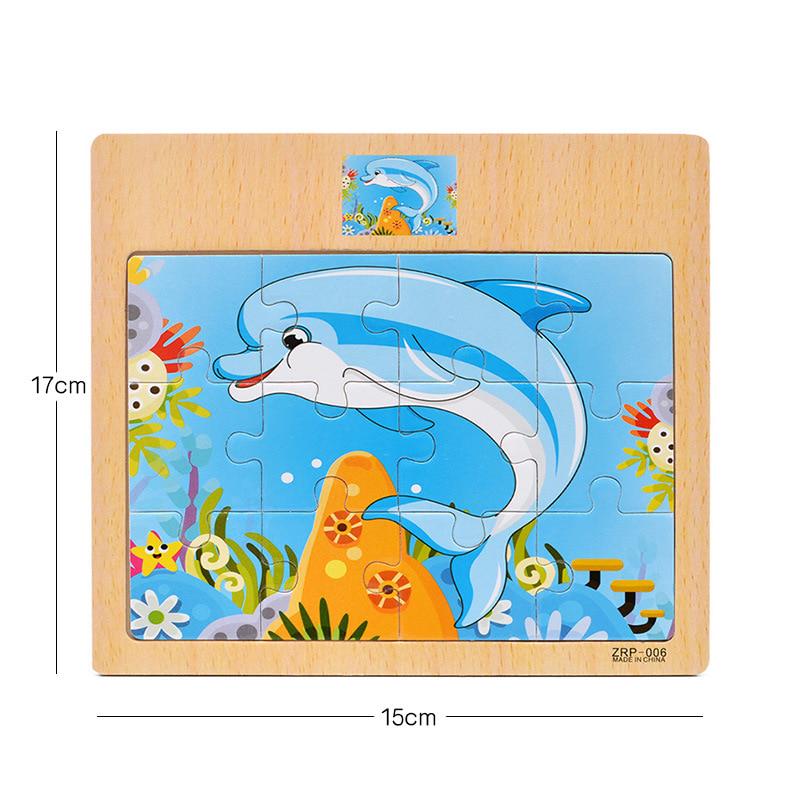 Bus Wooden Toys for Children Early Learning 3D Cartoon Animal Traffic Puzzle Kids Math Jigsaw