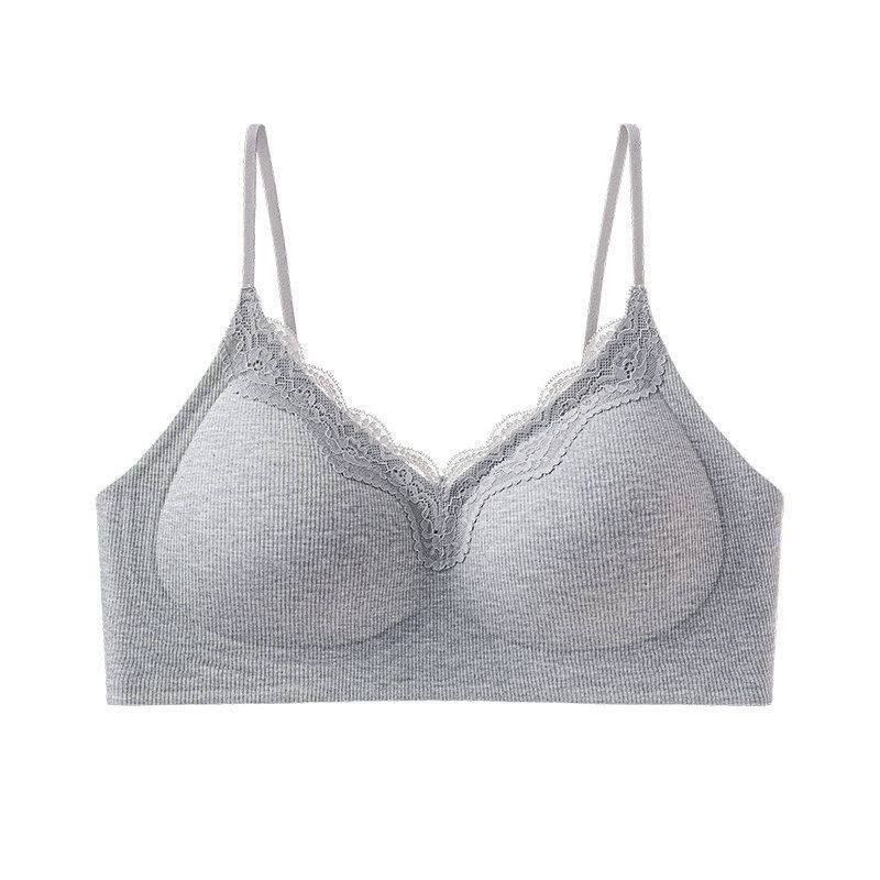 

Comic chest lace seamless small large thin shoulder strap anti-sagging fixed cup beautiful back bra cover S 32/70AB серый
