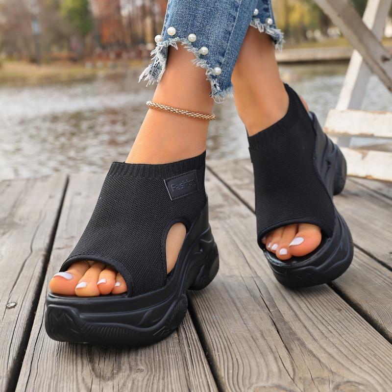 Women's Summer Wedge Thick-Soled Peep-Toe Casual Sandals, Comfortable Footwear, Available In Large Sizes.