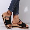 Summer New Casual Slope Heel Slippers Women's Foreign Trade Large Size Outer Wear Thick Bottom European and American Women One-word Cool Slippers