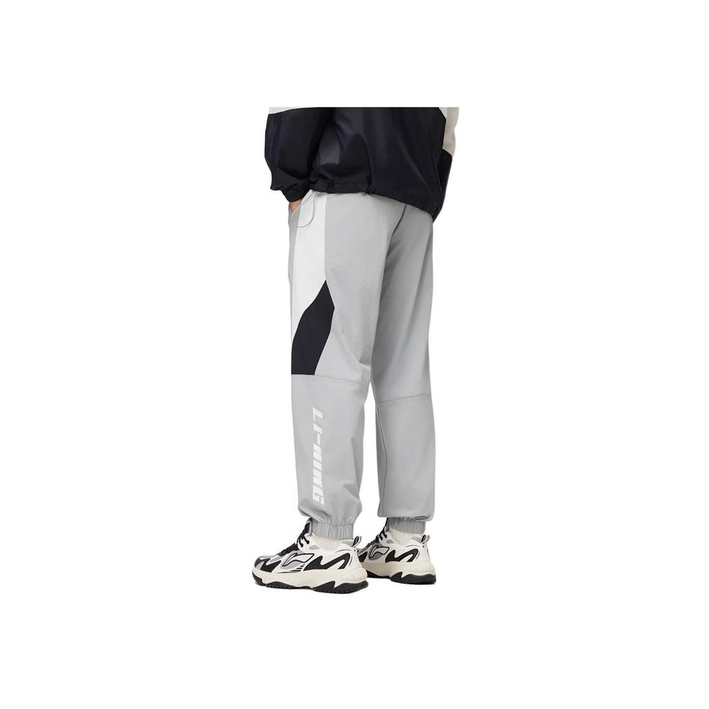 Li-Ning Color Block Letter Mid Waist Tapered Knit Sports Pants Men Bottoms Ultimate-Gray AYKU363-6