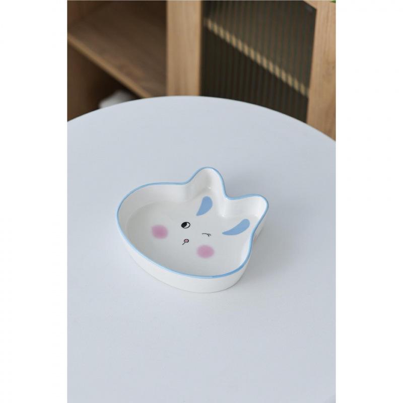 Cute Animal Series High-Footed Ceramic Pet Bowl - Neck Protection & Anti-Black Chin Design for Cats and Dogs