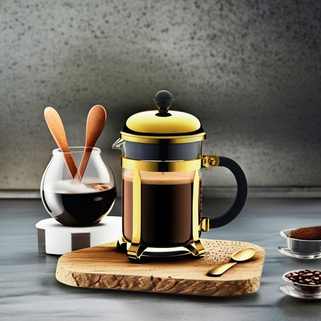 BODUM CHAMBORD French Press Coffee Stainless Steel Glass Immersion Coffee Maker Maker, 500ml, Gold, Filter, Beaker, [Authentic] 1924-17