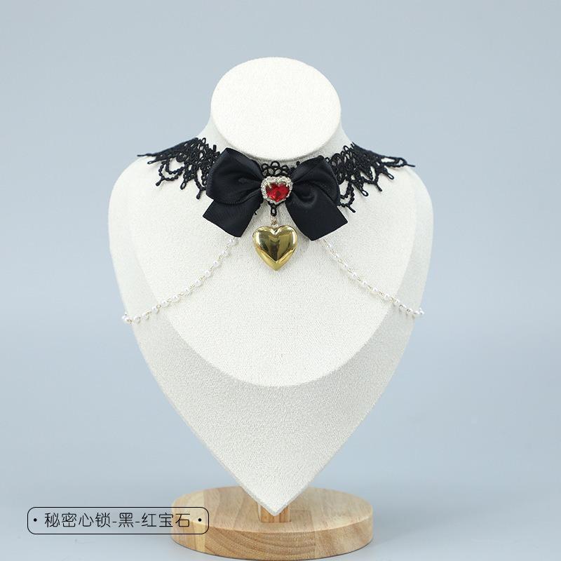 Süßes Mädchen Anzieh-Spitzenhalskette Metall-Liebes-Schlüsselbein-Kette Schmuckhalskette Kragen Lolita-Halskette