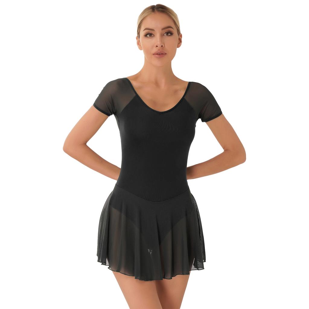 Phoeswan Gonna Da Ballo In Morbida Rete Per Donna, Vita Elastica, Taglia Unica, Con Spacco Laterale, Design A-line, Per Danza, Pattinaggio E Ginnastica, Nero - 6