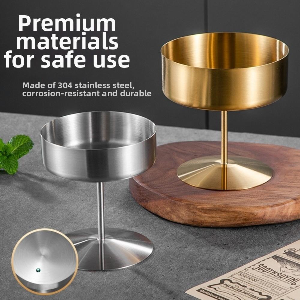 304 Stainless Steel Ice Cream High Footed Cup 200/400ML Pudding Cup Dessert Serving Cup Tableware