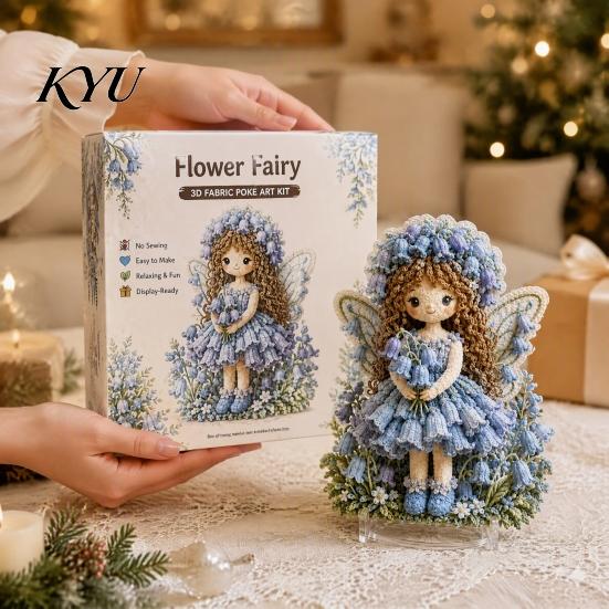 Einzigartiges Weihnachtsgeschenk für Sie Blumenfee Stoff-Poke-Art-Set, 3D-Puppe Stanzen Bastelbedarf Anfänger Nadelstickerei Bastelset Erwachsene,