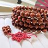 Large-Leaf Yellow Pear Wood Mala Bracelet with 108 Buddhist Beads, High-Density Kang Pear Rosewood for Women