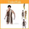Costume di Uomo delle Caverne di Alta Qualità Unisex per Adulti per Halloween con Design a Stampa Tigrata