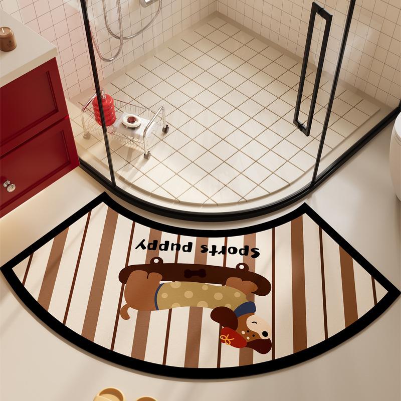 Diatom Mud Floor Mat Household Water Absorption Quick-drying Foot Mat Cartoon Puppy Bathroom Floor Mat Curved Bathroom Anti-slip Mat