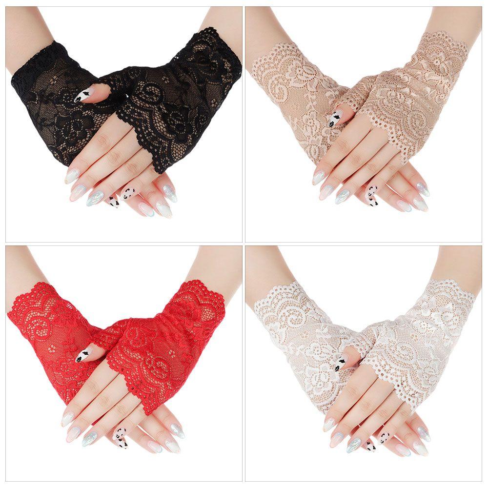 Fashion Sunscreen Dance Fingerless Mittens Lace Gloves Driving Gloves Short Gloves