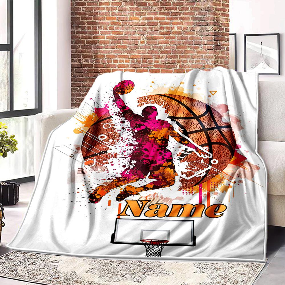 Basketball Player Silhouette Home Customize Your Name Blankets Comfortable Soft Lightweight Allseason Multipurpose Blanket For Picnics Sofas Offices