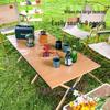 Portable Carbon Steel Roll-Up Camping Table - Foldable BBQ Picnic Dining Table with X-Shaped Legs