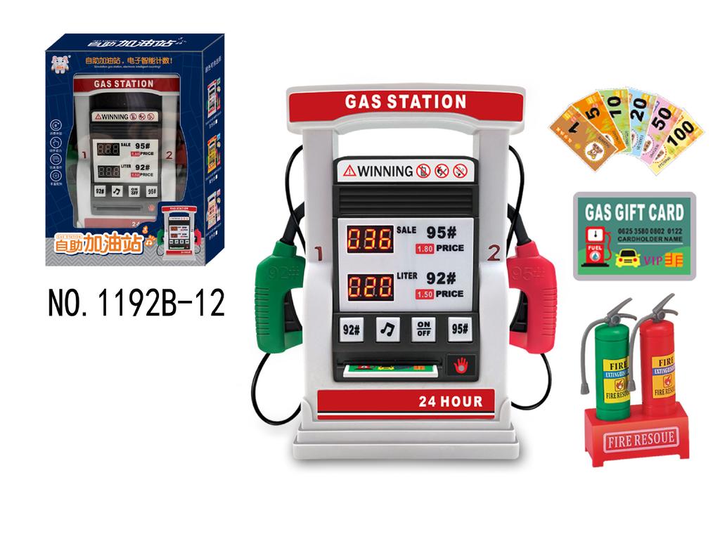 Kids Petrol Station Playset with Voice Prompt and Counting Function Die Cast Cars Steering Wheel Toy