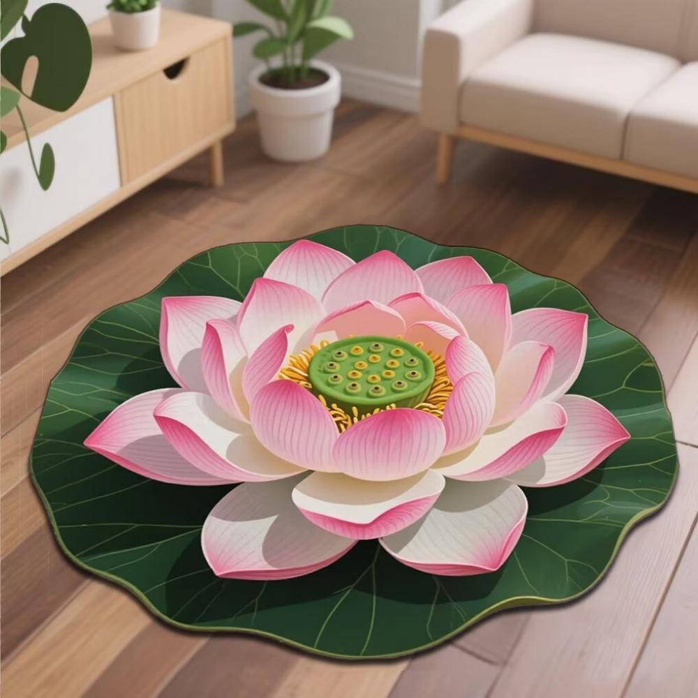 New 40*40cm Lotus Flower Carpet Large Non-slip Bathroom Floor Mat 3D Absorbent Door Gasket Living Room Table Bedside