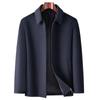 Autumn and Winter Men's Lapel Woolen Jacket Middle-aged Veteran Cadre Casual Coat Jacket Men's Clothing