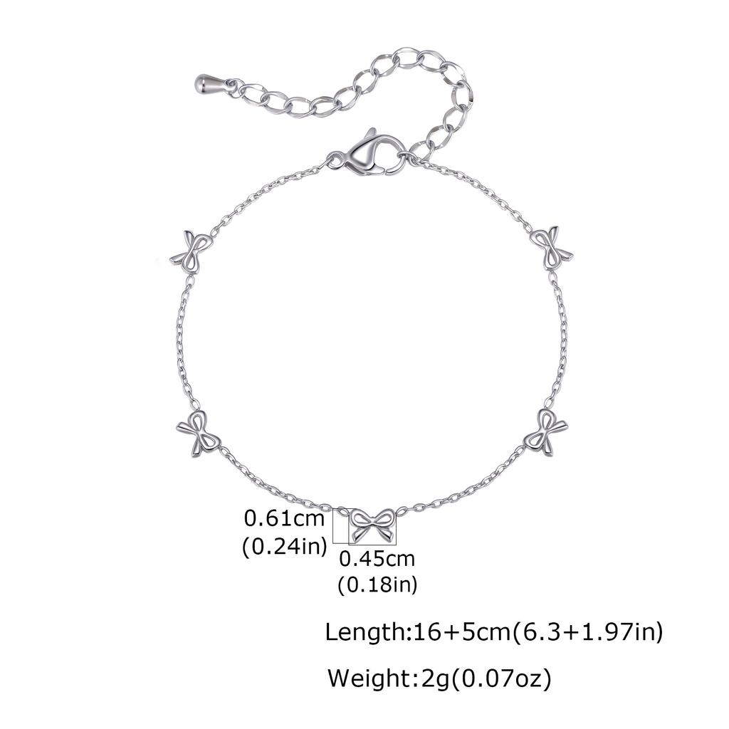 Classic Dainty Gold Plated Bowknot Bracelet for Women , Stainless Steel Thin Chain Bow Charm Bracelet, Minimalist Trendy Jewelry