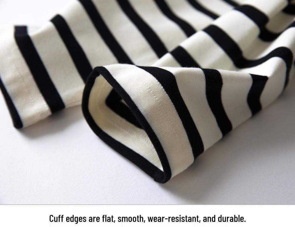 Women's Striped Long Sleeve Crew Neck T-Shirt - 2025 Autumn/Winter Slim Fit Pure Cotton Base Layer