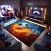 1PC Custom Name Soccer Ball Flames Water Theme Floor Mat Ideal for Living Room, Game Rooms, Office, Bedroom,Floor Mat Playful Design
