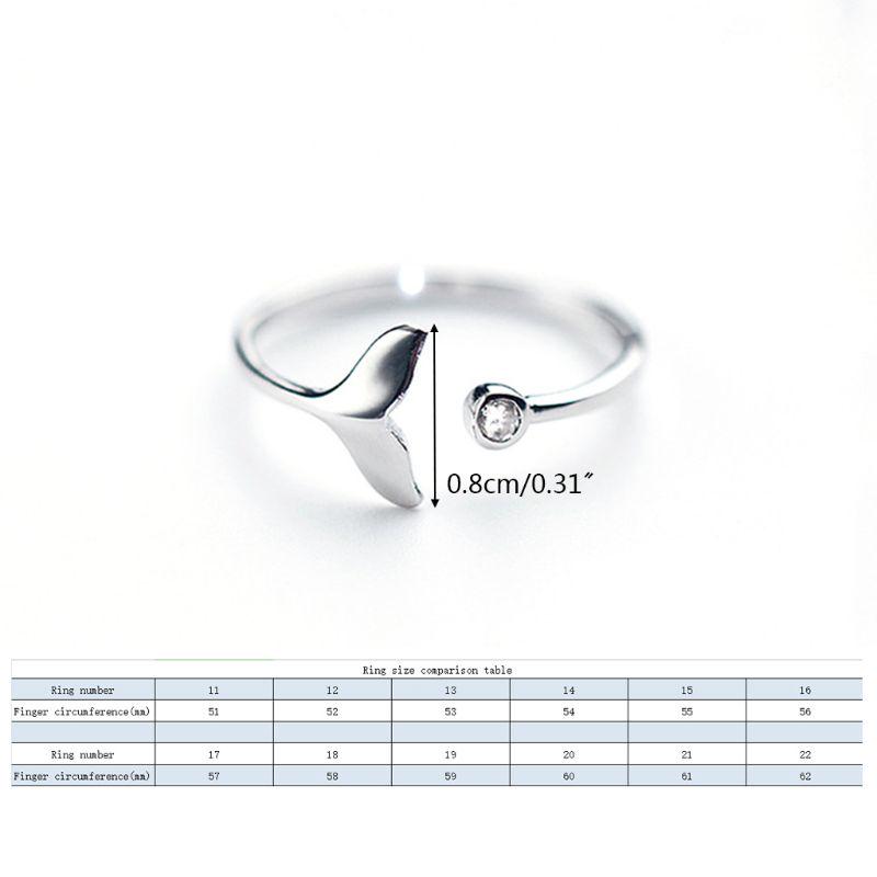 Whale Tail Silver Plated Ring Fashion Women Mermaid Tail Rings for Girls Silver Color Mermaid Tear Jewelry Femme Wholesale