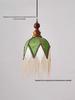 Mid-Century French Green Tassel Pendant Light for Bedroom or Bar