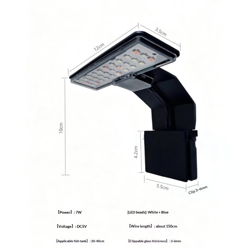 Aquarium LED Grow Light Ultra-thin IP65 Waterproof Dimmable Lamp for Water Grass Plant Planted Freshwater Aquarium