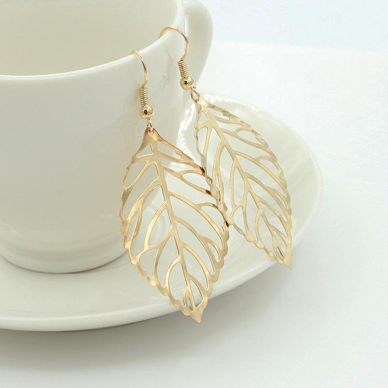 

Богемные винтажные висячие длинные серьги, преувеличенные простые серьги-капли с полыми листьями для женщин, свадебные украшения, подарочные аксессуары