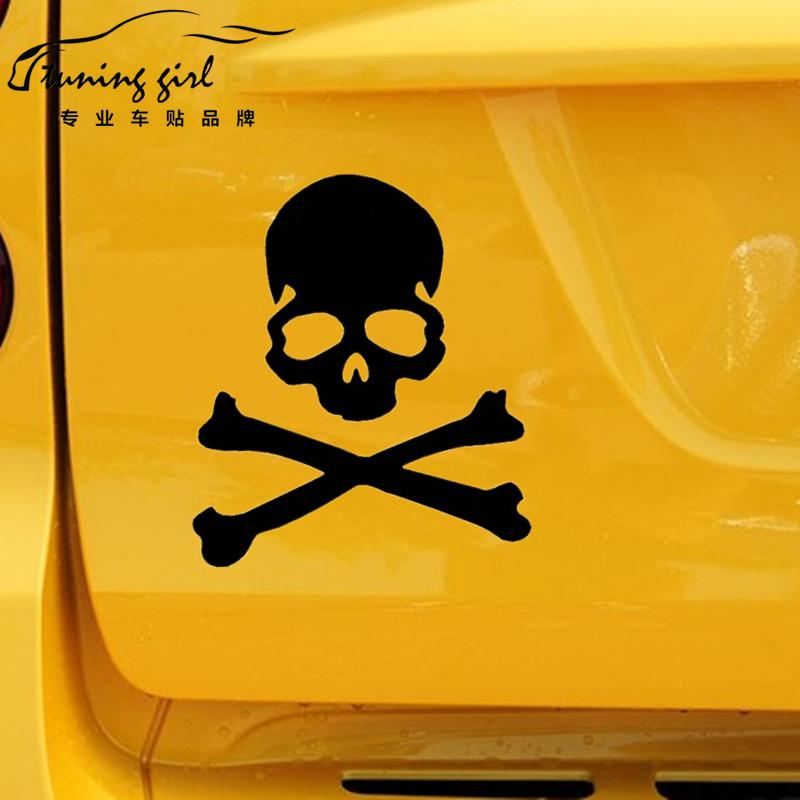 Car Stickers Hazard Warning Skulls Crossbones Reflective Decoration For Rearview Mirrors Windshield Bumper Trunk Motorcycle