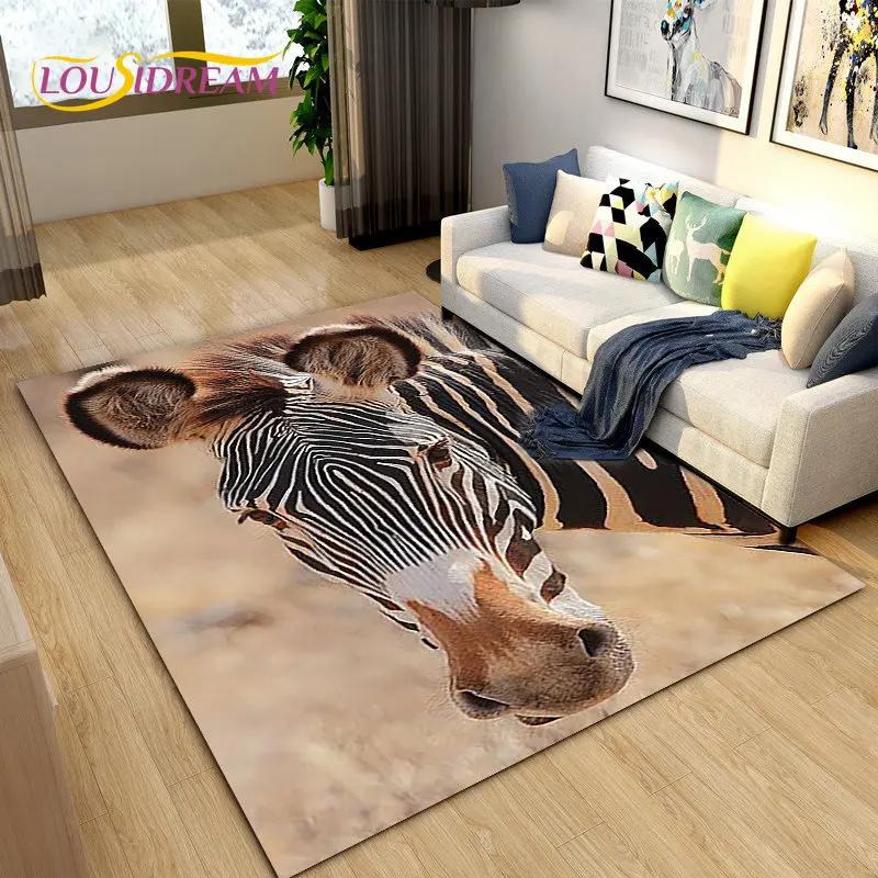Duży dywanik ze wzorem zebra, dywanik do salonu, sypialni, kuchni, dekoracja, antypoślizgowa mata podłogowa dla dzieci