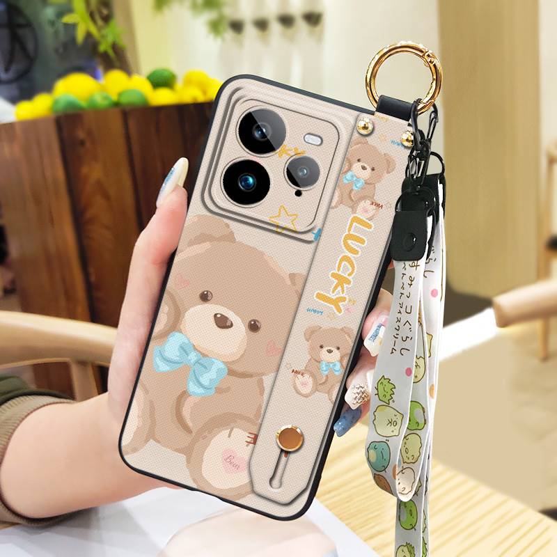 Lanyard Phone Holder Phone Case For Realme GT7 Pro Wrist Strap Cartoon Back Cover Dirt-resistant Durable Wristband Cute