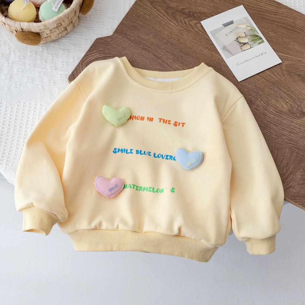 3 To 8Y Girls Sweater 2025 New Baby Pullover Top Love Spring and Autumn Fashion Children's Jacket