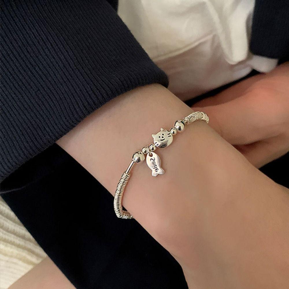 2PCS Light Luxury Cute Dog Bracelets Lovers Friends Metal Beaded Bracelet  Friendship