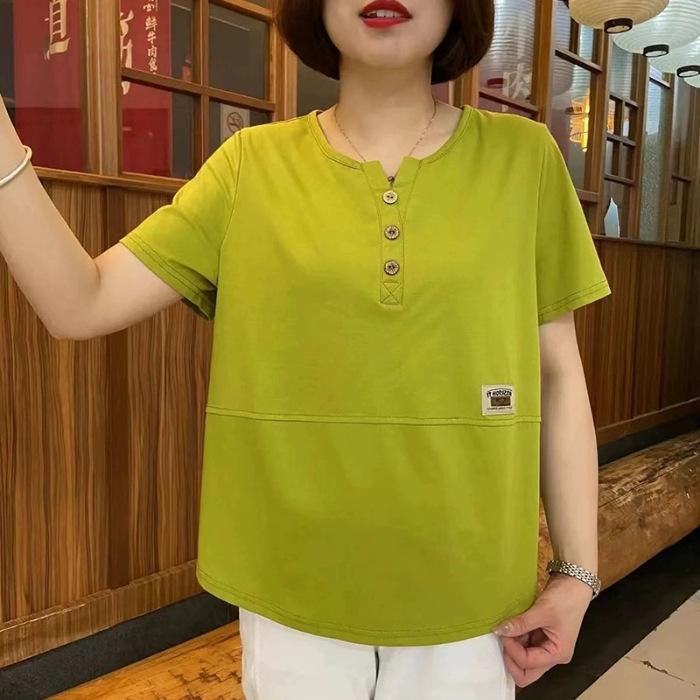 Mom's Summer Short-sleeved T-shirt for Women with Loose Half-sleeved Slim Summer New Middle-aged and Elderly Large-size Top for Women