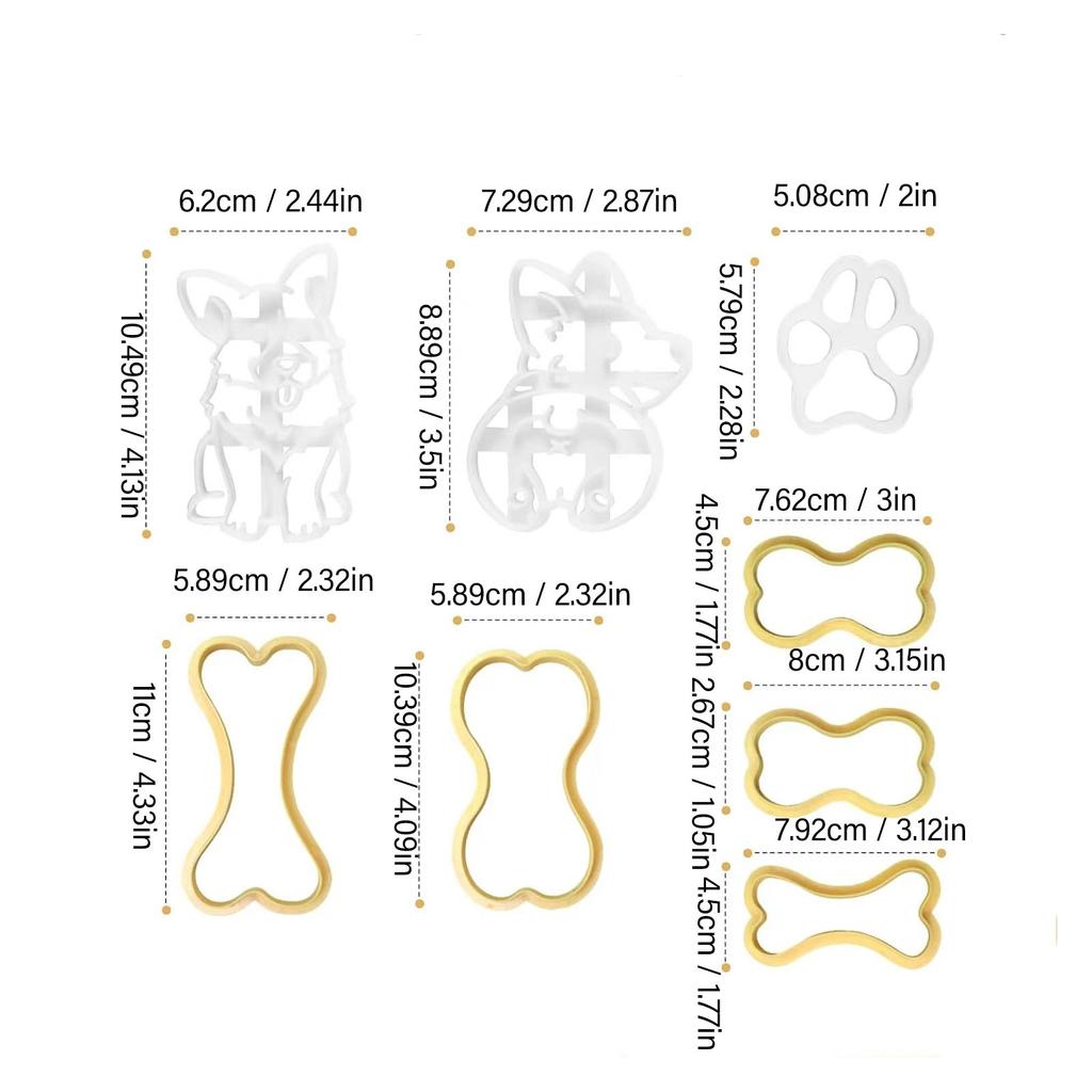 8Pcs Dog Treat Cookie Cutters Set DIY Various Pattern Plastic Cartoon Dog Biscuit Treat Cutter for Homemade Treat Baking