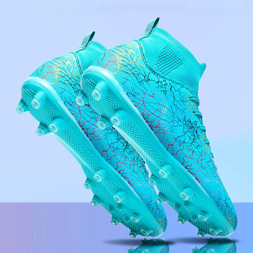 New Football Shoes High-top Long Nails Gold Camouflage Professional Sneakers Broken Nails Non-slip Adult Men's and Women's Football Shoes