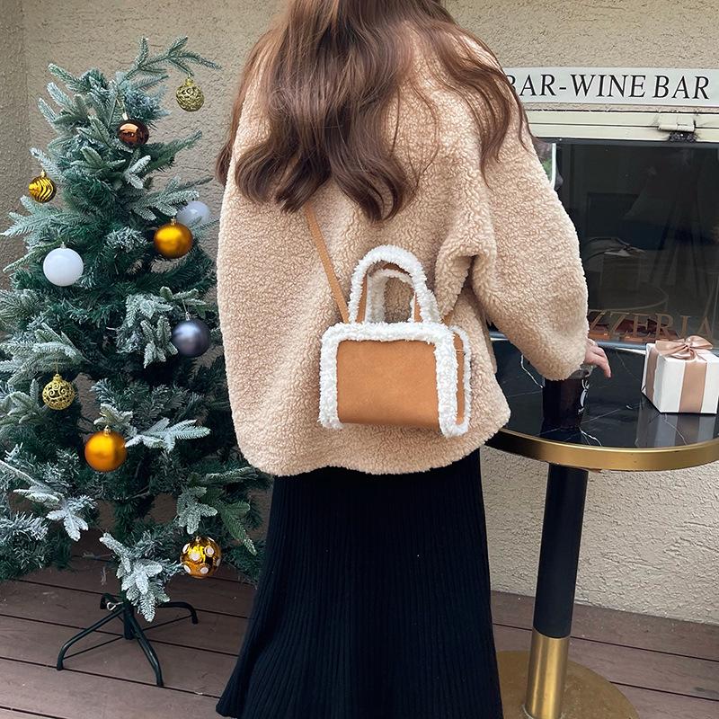 2025 Matte Leather Fur Crossbody Handbag - Fashionable Retro Versatile Fluffy Small Women's Bag