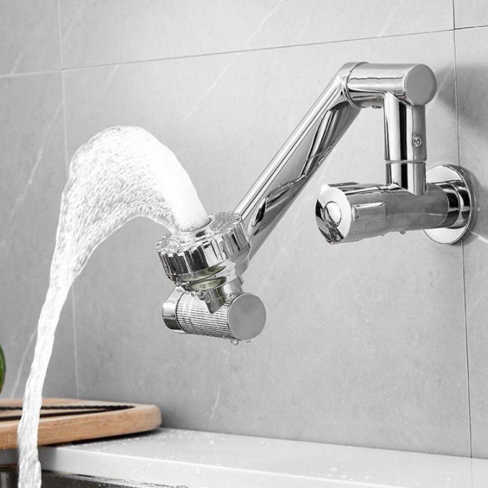 Stainless Steel Wall Mounted Faucet 360° Rotation Single Cold Water Tap  Sink Mounting