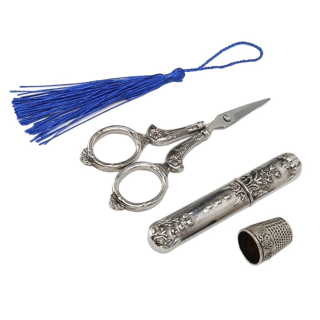 Embroidery Scissors Kit Scissors Thimble Needle Case 3 Piece DIY European Antique Vintage Sewing