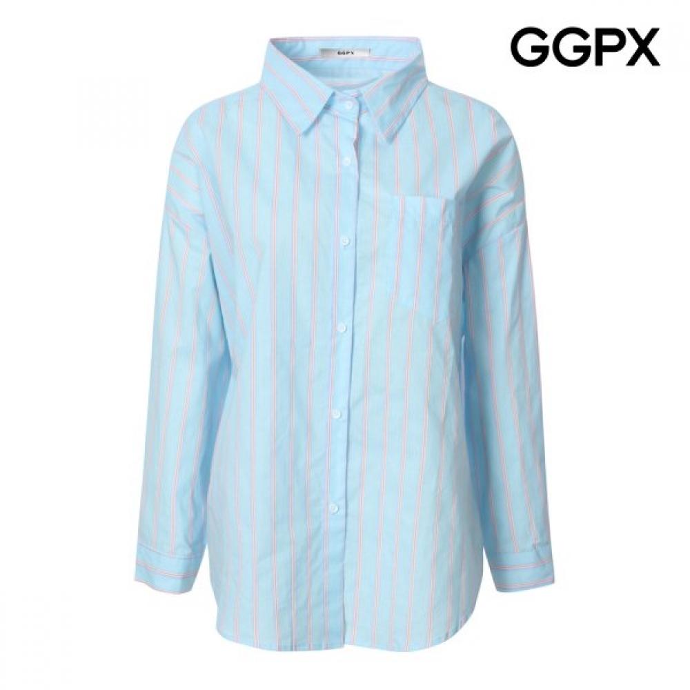 Pastel Casual Stripe Shirt Gq2sh001b sky blue/F
