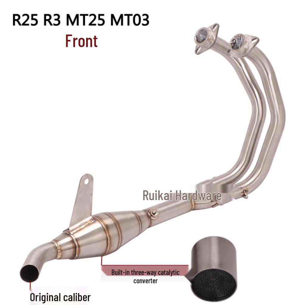 Compatible Exhaust Pipes for Stainless Steel & Titanium Alloy Front/Mid Sections - YZF-R3/R25/MT03