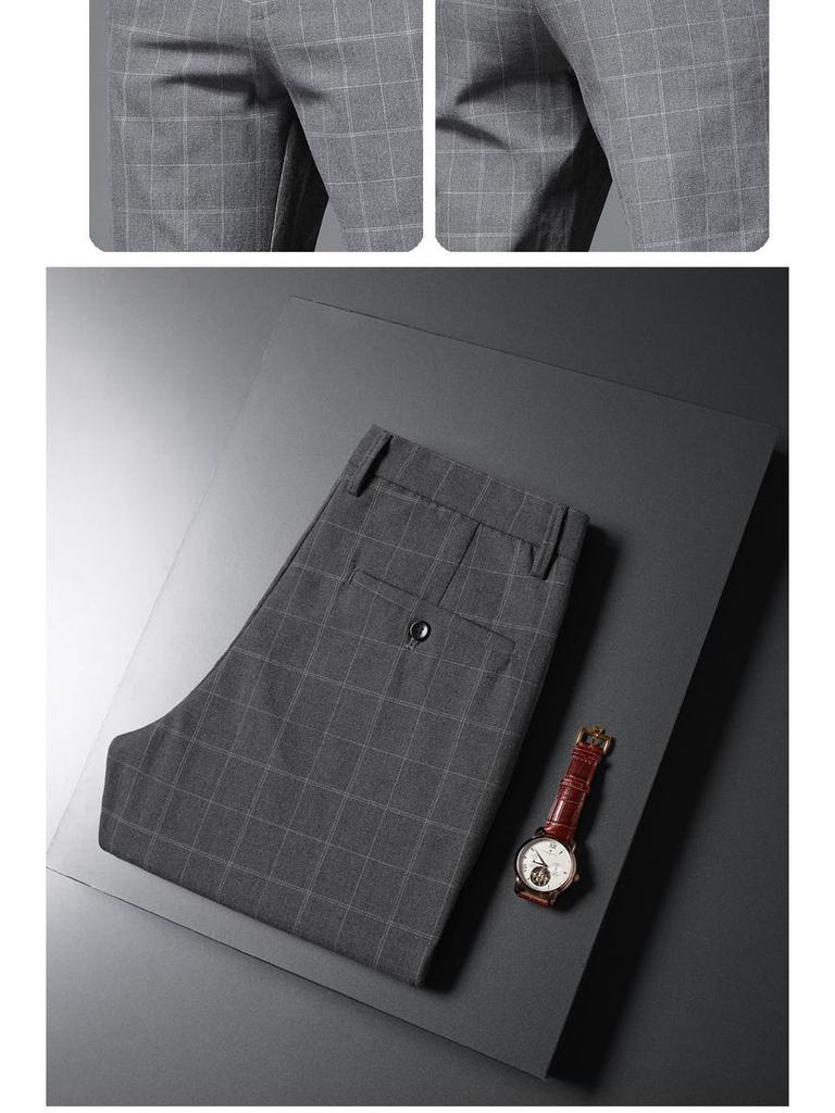 2023 Herren Slim Fit Kariert Eisseide Frühling-Sommer Freizeit Hose