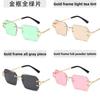 Unisex Geometric Metal Frame Sunglasses With Tinted Ac Lenses For Trendy Street Style