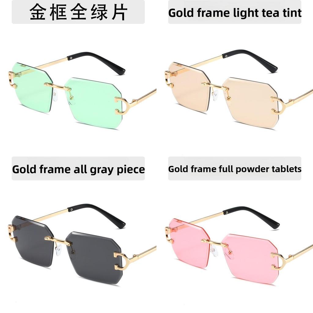 Unisex Geometric Metal Frame Sunglasses With Tinted Ac Lenses For Trendy Street Style