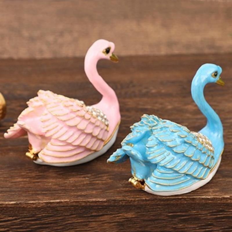 Swan Mini Jewelry Storage Box Inlaid Gem Organizer Enameled Exquisite Earrings Ring Holder Storage Jar Unique Festival Gift